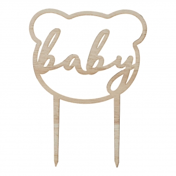 Cake Topper - Wooden Teddy Bear Baby